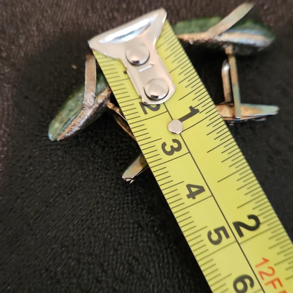 VINTAGE CHINEESE GREEN JADE MENS CUFF LINKS.MARKED STERLING.